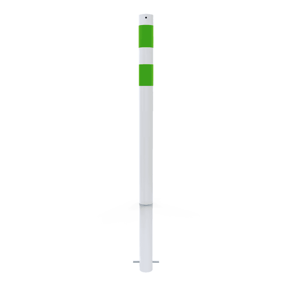 Beschermpaal wit/groen Ø76mm staal met grondanker - NL Mobility