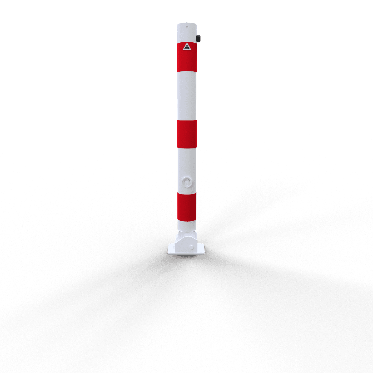 Parkeerpaal staal Ø76mm wit/rood - neerklapbaar met slot