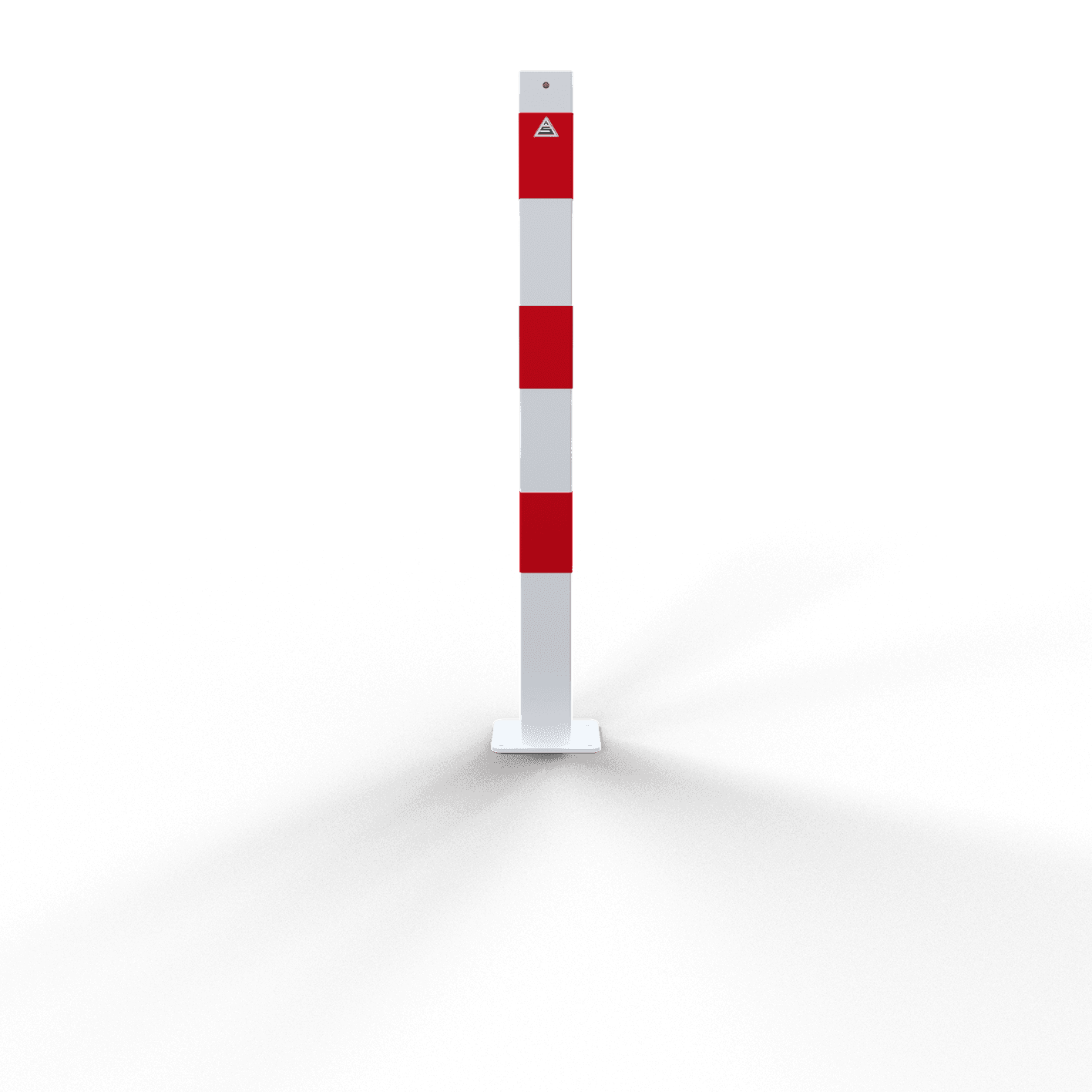 Parkplatz Poller Stahl 70x70 mm weiß/rot mit Bodenplatte