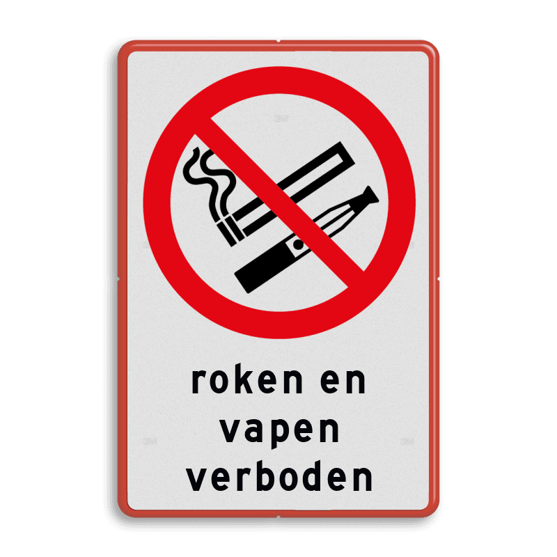 Vekeersbord roken en vapen verboden - reflecterend