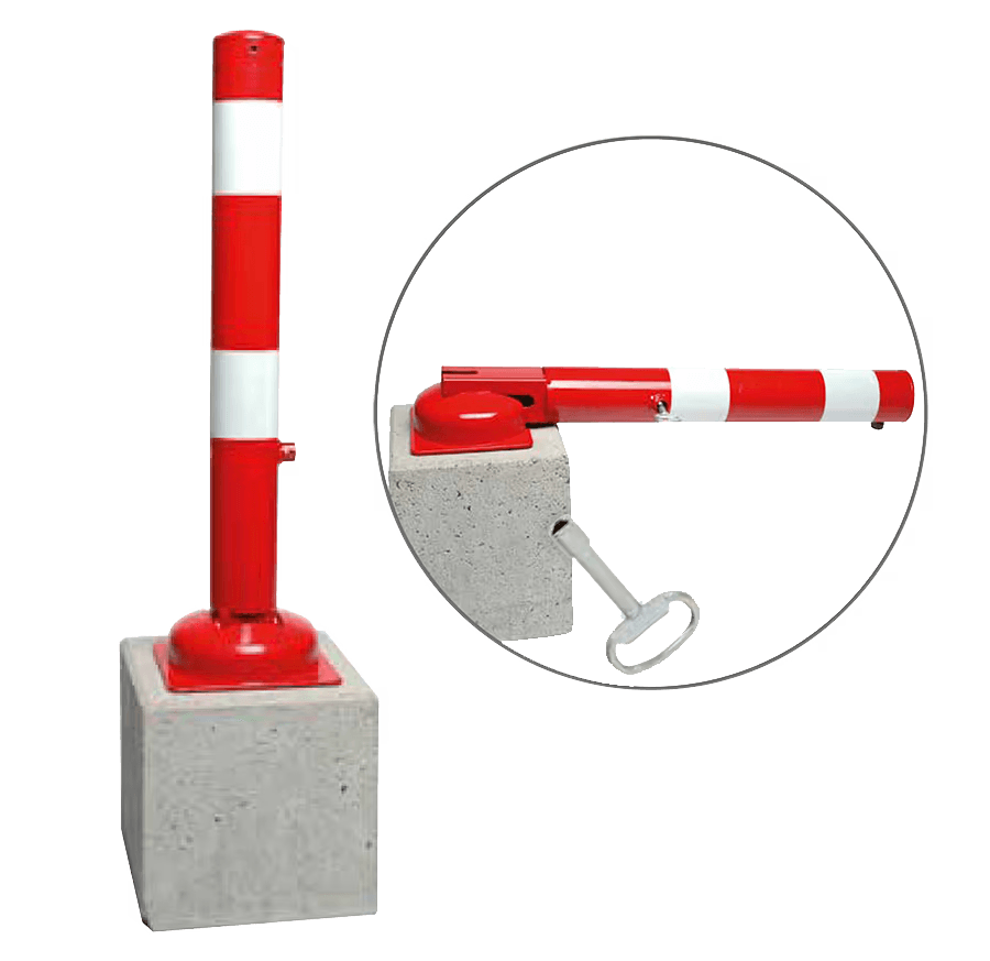 Poteau de parking amovible - 750mm - avec pied en béton 295x295x350mm