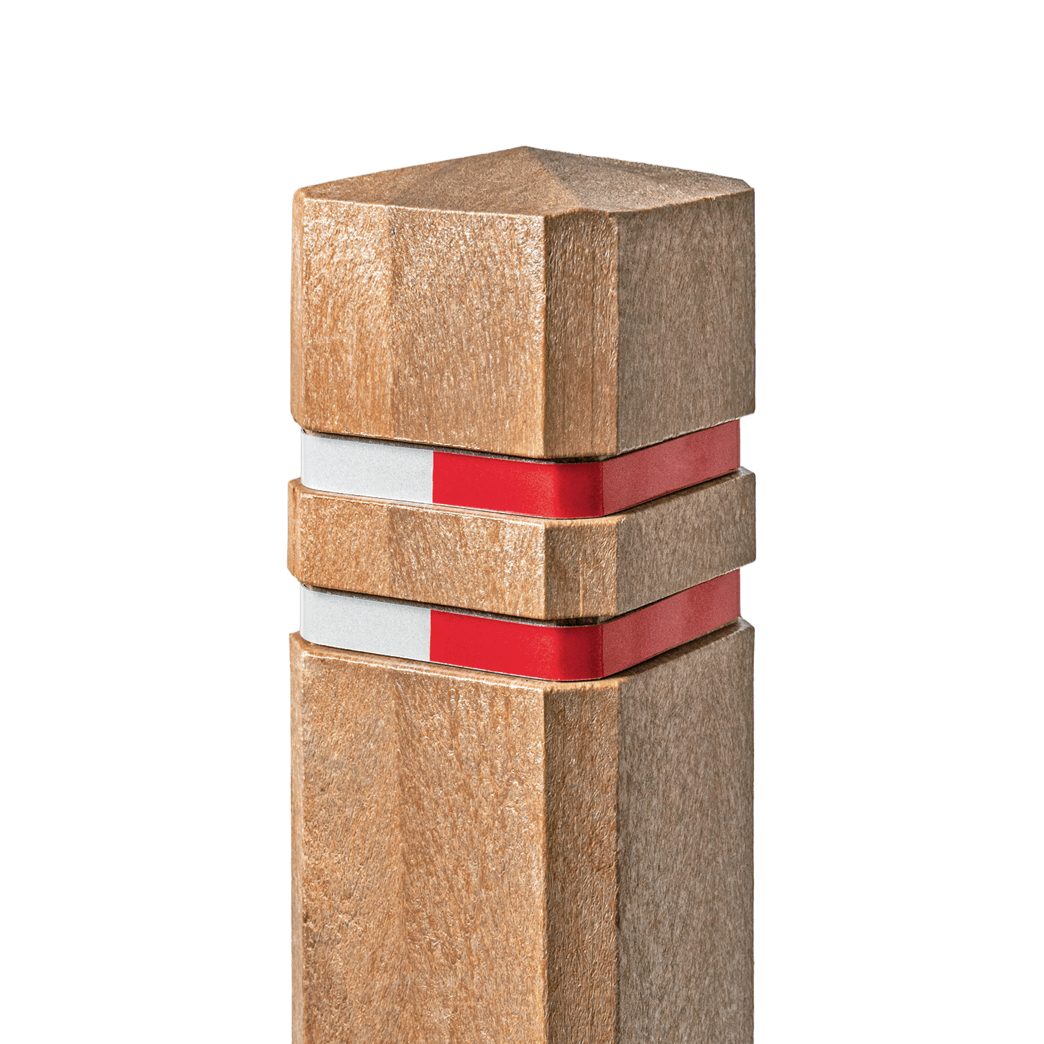 Diamantkoppaal - Sand beige - gerecycleerd kunststof - met reflectiebandjes rood/wit