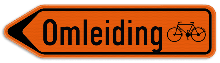Verkeersbord SB250 F41 - Wegwijzer omleiding voor fietsers Links
