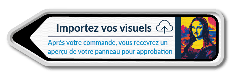 Panneau d'information en forme de flèche réfléchissante avec votre propre impression