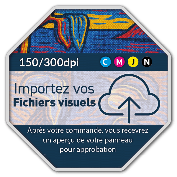 Panneau d'information octogonal réfléchissant - mpression personnalisée (fichier client requis)