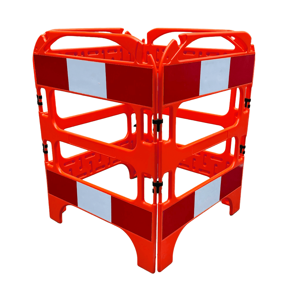Barrière de chantier pliable 4 parties rouge réfléchissante – TS Fold
