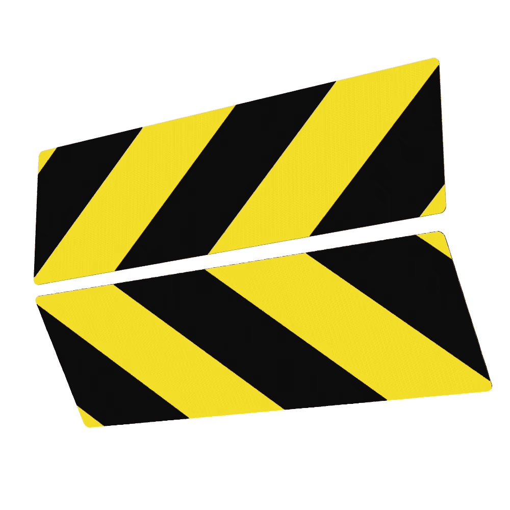 Markeringsplaten geel-zwart reflecterend - variabele afmeting - set van 2 stuks
