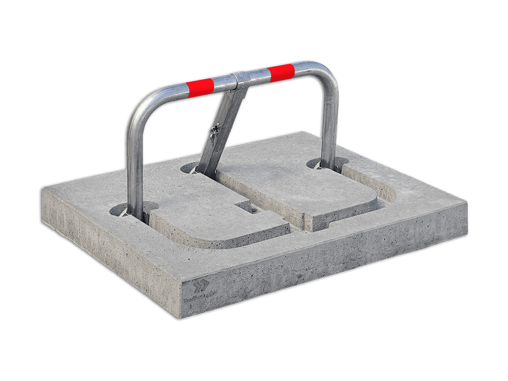 Versenkbarer Parkplatzbügel 835×400×48 mm mit Betonfundament