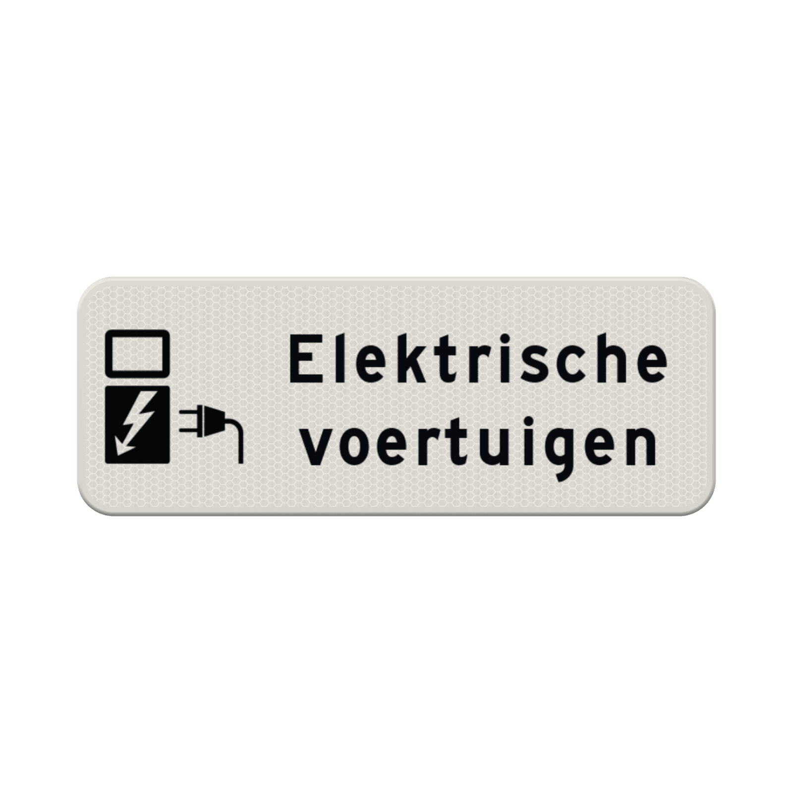 Verkeersbord elektrische voertuigen wit/zwart - reflecterend