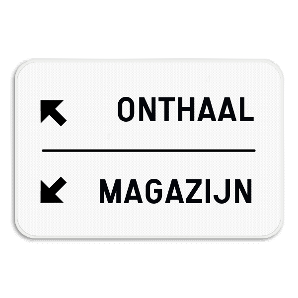 Wegwijzer bord – 2 tekstregels & pijlen linkerkant