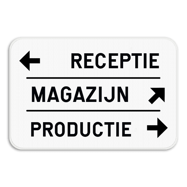 Wegwijzer bord – 3 tekstregels & pijlen