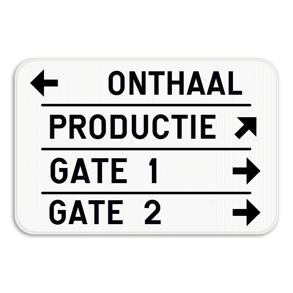 Wegwijzer bord – 4 tekstregels & pijlen