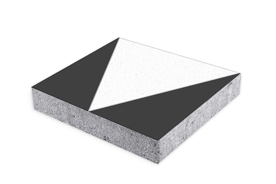 Haaientand verkeerstegel beton grijs/wit - 500x500x100mm