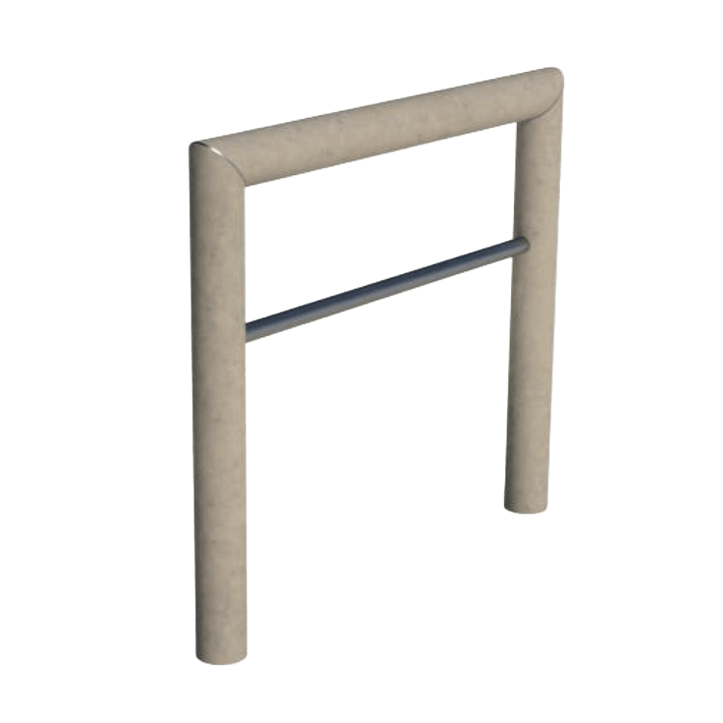 Arceau de stationnement vélo en matériau recyclé Ø 80 mm avec tube intermédiaire en inox – Sand Beige