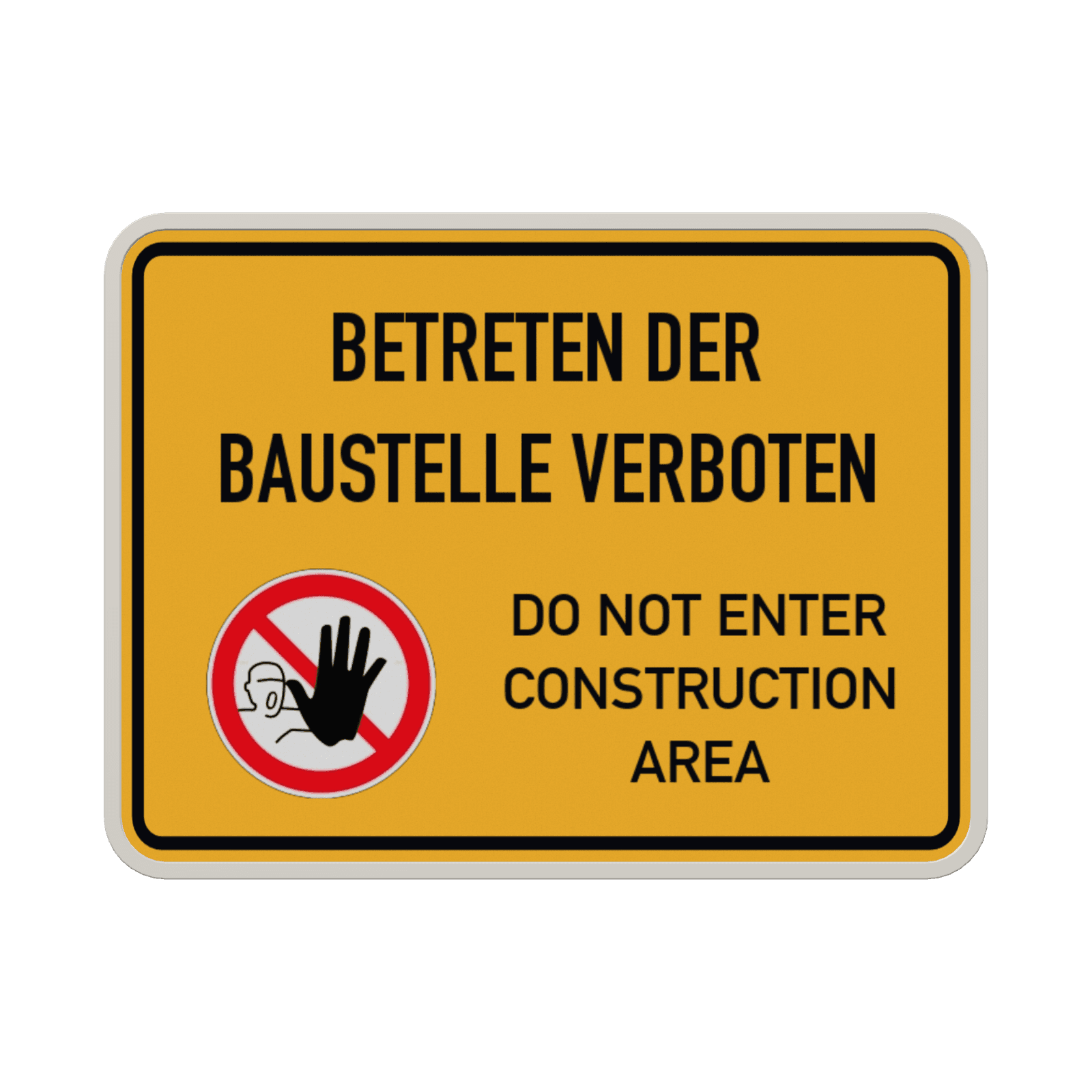 Schild Baustelle betreten verboten mit Piktogram - reflektierend