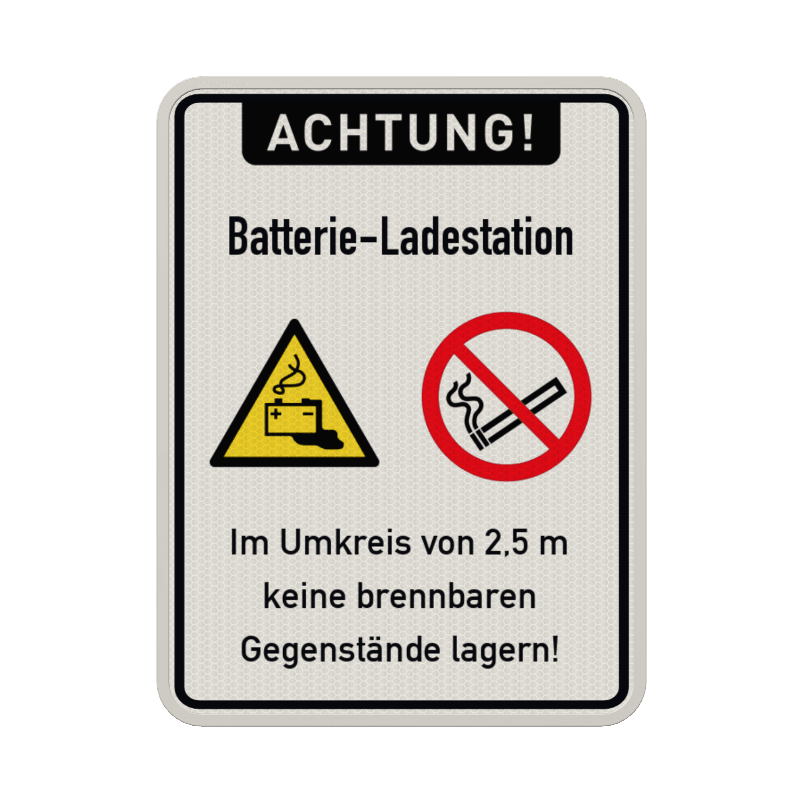 Warnschilder Achtung Batterie-Ladestation - reflektierend