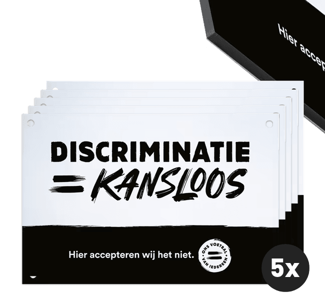 Bord Discriminatie = Kansloos budget - formaat A3 (420x297mm) - set 5 stuks