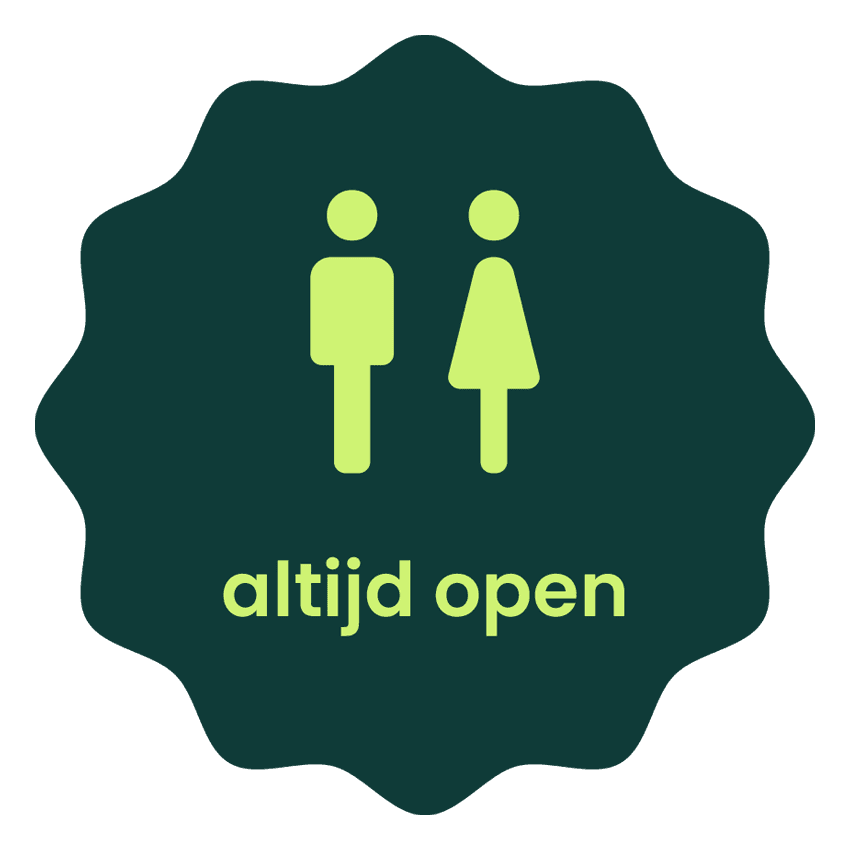 Sticker Toiletdeur 300x300mm (contour) - Altijd open - Leisurelands