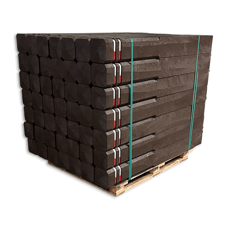 Pallet Bruine kunststof diamantkoppaal met reflectiebandjes rood/wit (49 stuks)