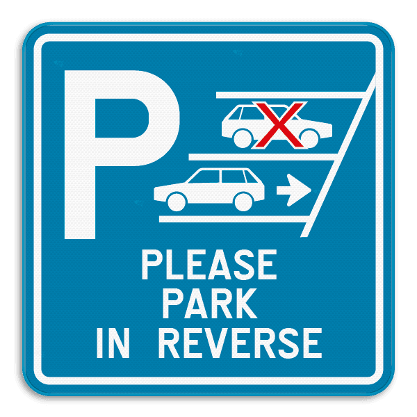 Parkeerbord – Please park in reverse - ENG