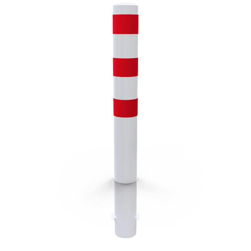 Rammschutzpoller Ø152mm Stahl – weiß/rot – Bodenanker – 1200/1500/2000mm