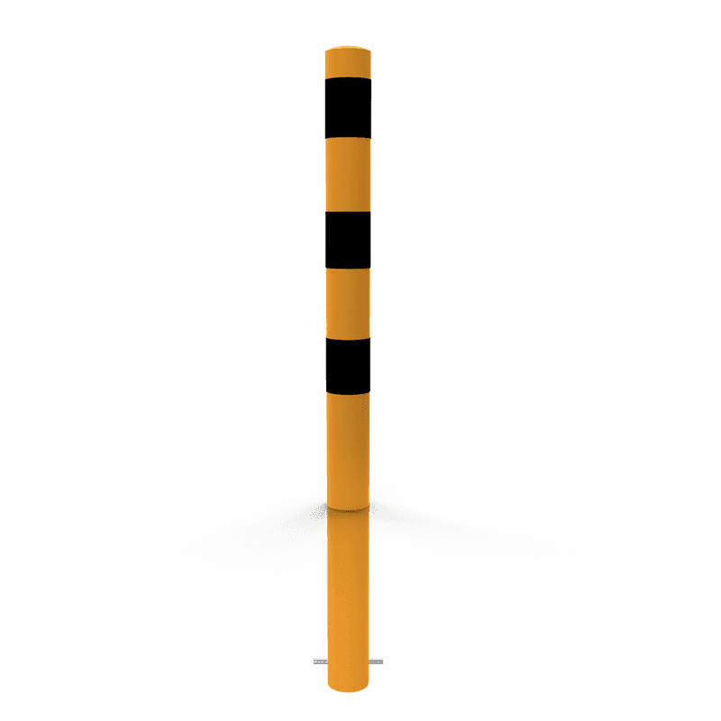 Rampaal Ø76mm staal verzinkt - geel/zwart - met grondanker