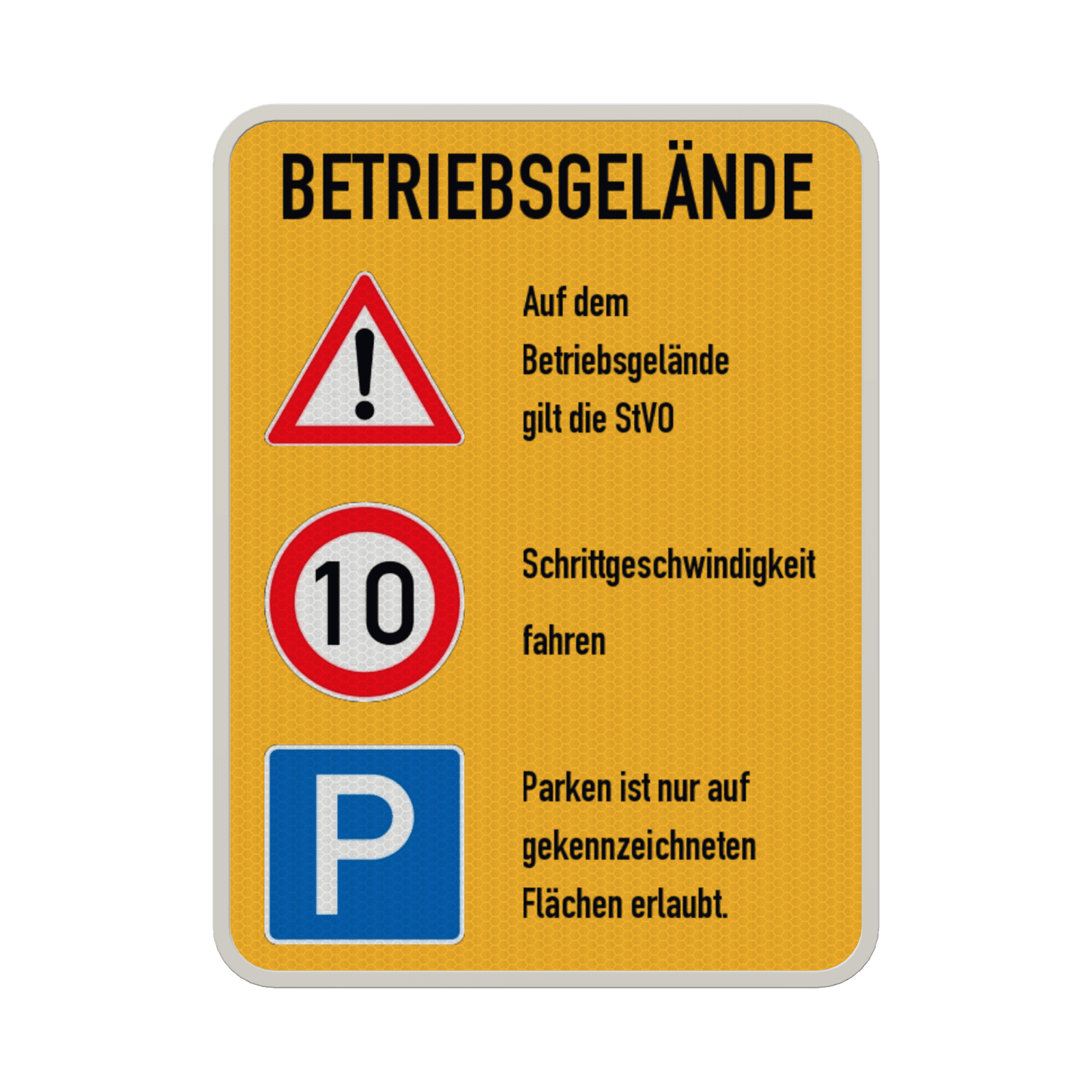 Kombischild betriebsgelände mit Verhaltensregeln - reflektierend