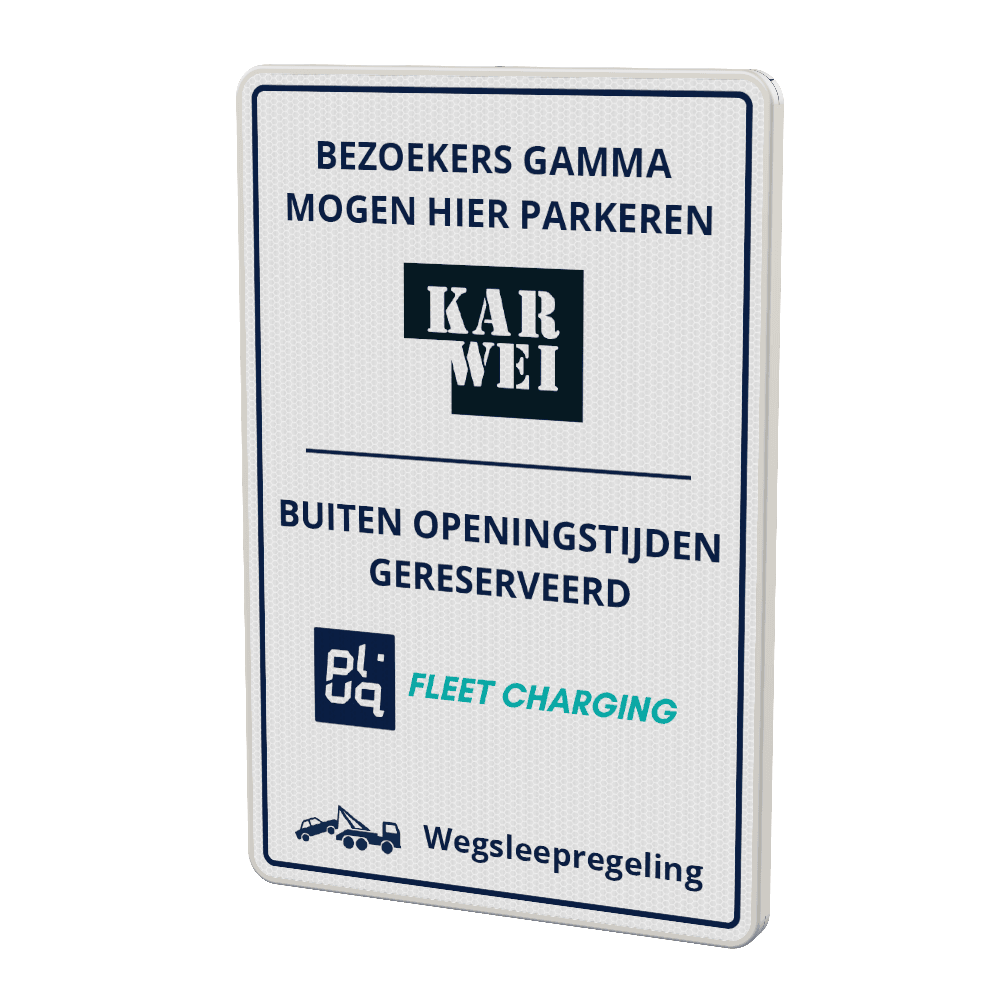 Verkeersbord oplaadpunt Karwei / Pluq