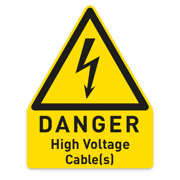 Waarschuwingssticker 80x100mm zelfklevend - High Voltage Cable(s)