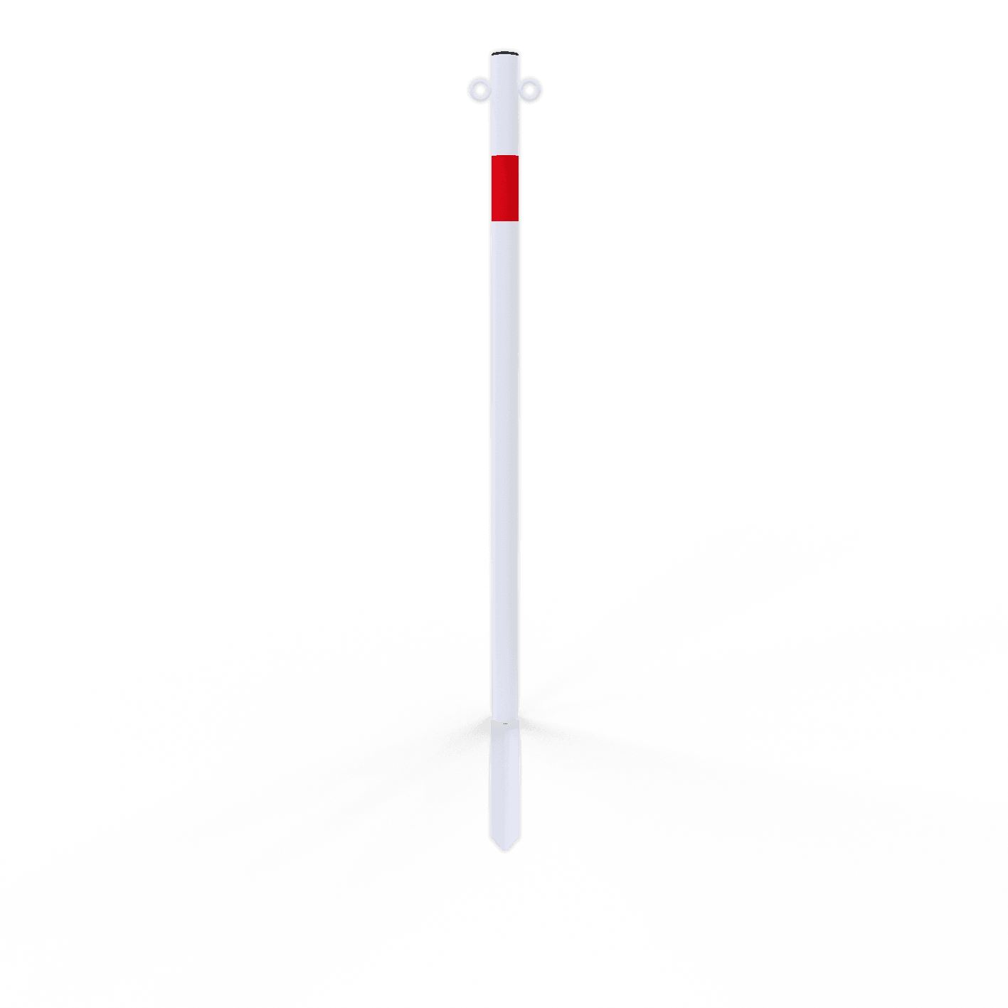 Afzetpaal Ø42mm staal verzinkt - wit/rood - met punt onderzijde (in de grond slaan)