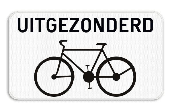 Verkeersbord SB250 M2 onderbord - Uitgezonderd fietsers - 700x400mm