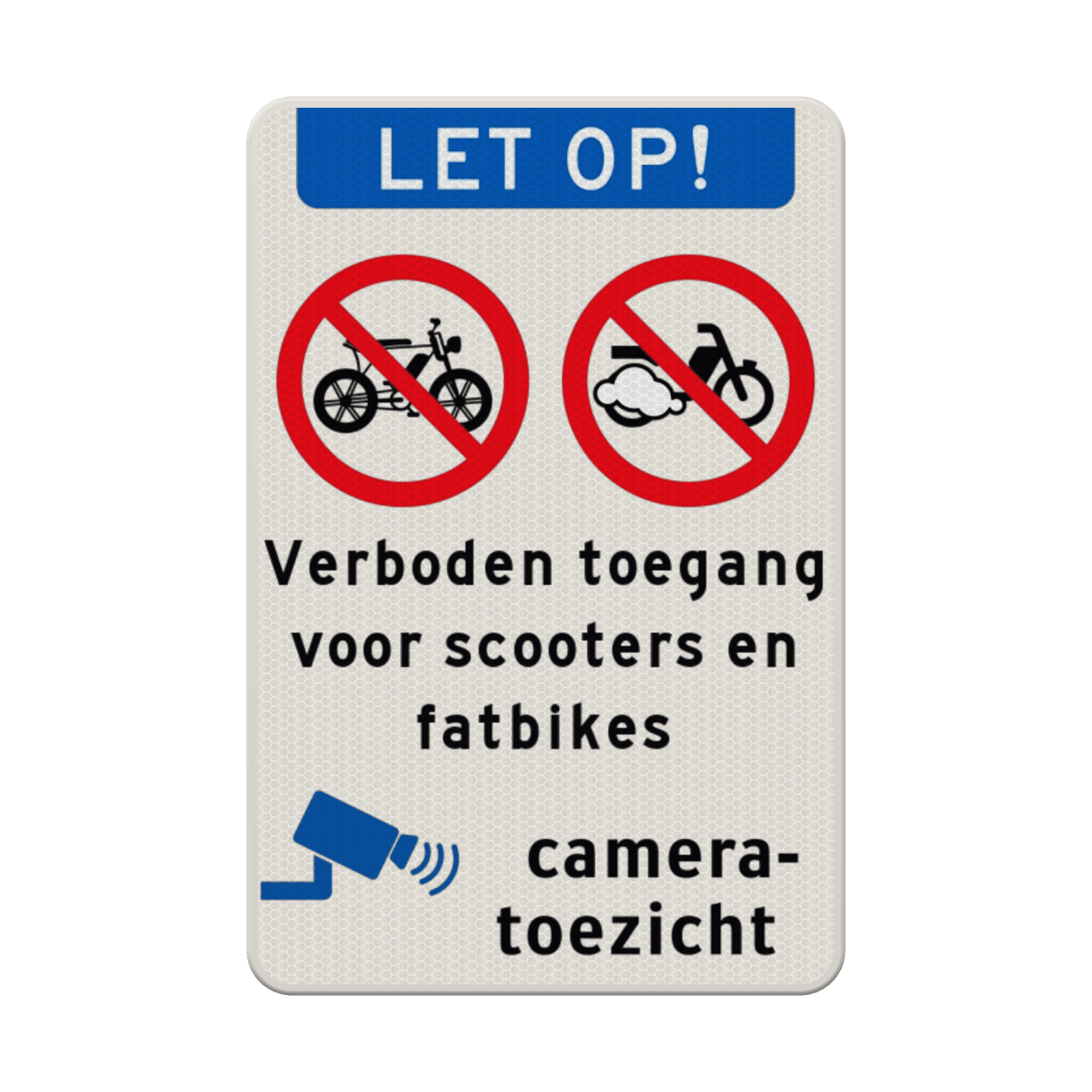 Verkeersbord terrein verboden voor scooters en fatbikes - reflecterend