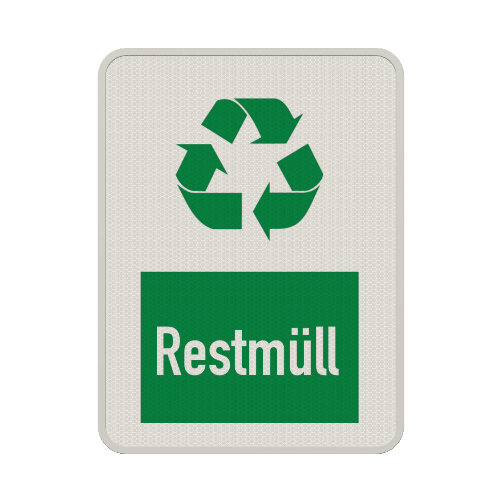 Hinweisschild Restmüll weiß/grün - reflektierend