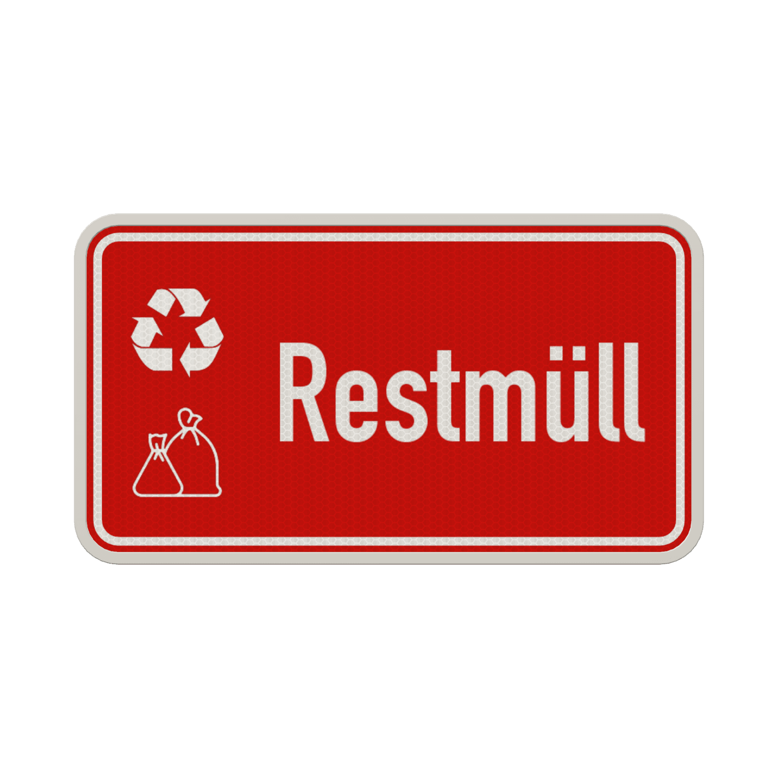 Hinweisschild Restmüll Abfall rot/weiß mit 2x Piktogram - reflektierend