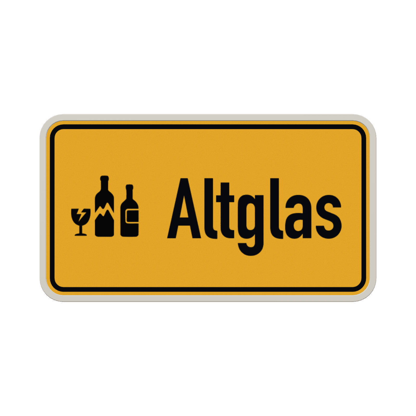 Hinweisschild Altglas gelb/schwarz mit Piktogram - reflektierend