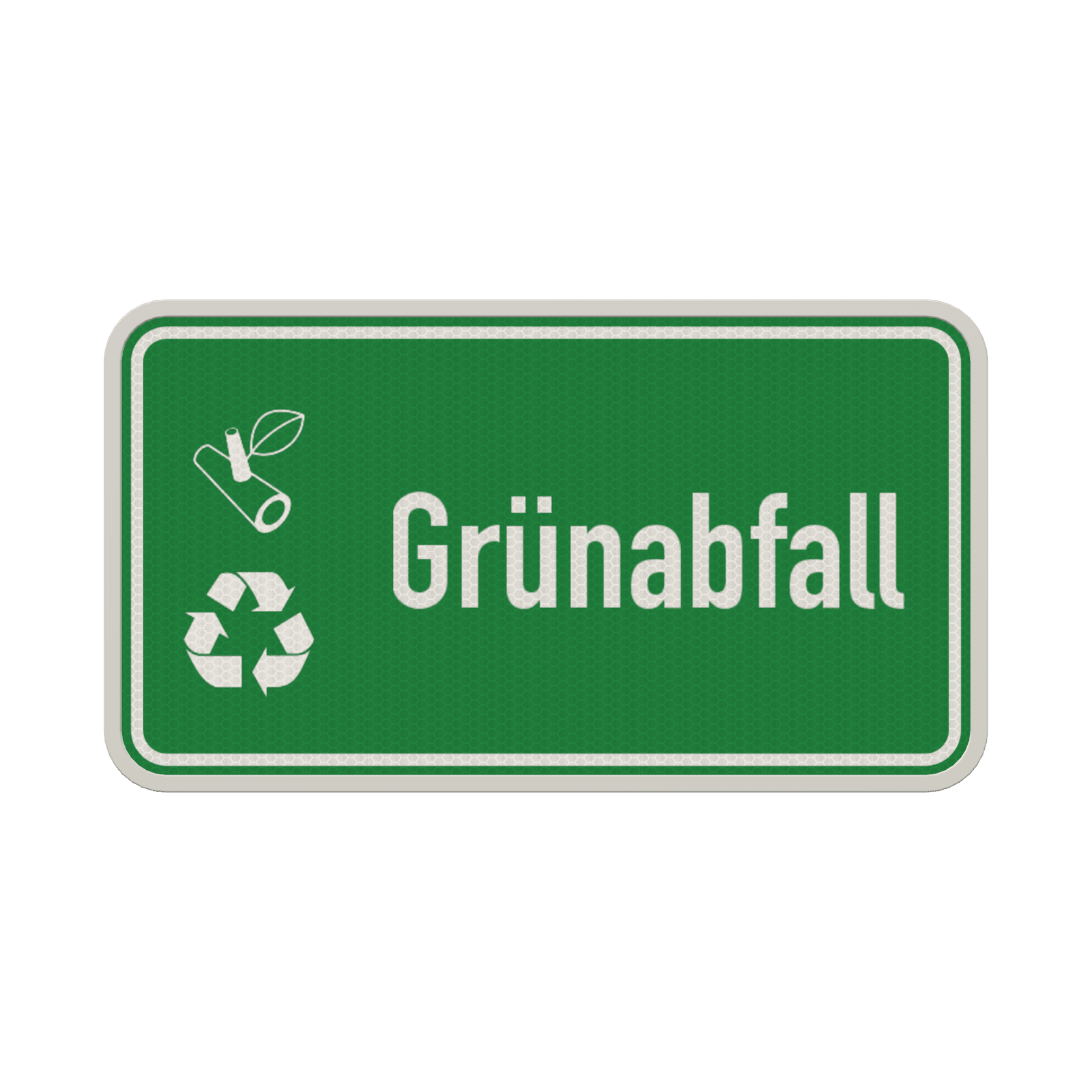 Hinweisschild Grünabfall grün/weiß mit 2x Piktogram - reflektierend