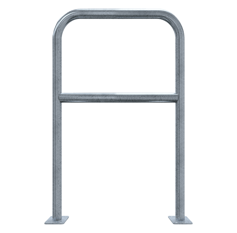 Fietsbeugel Ø48mm staal 700x1000mm met tussenbuis met bodemplaten - op de grond