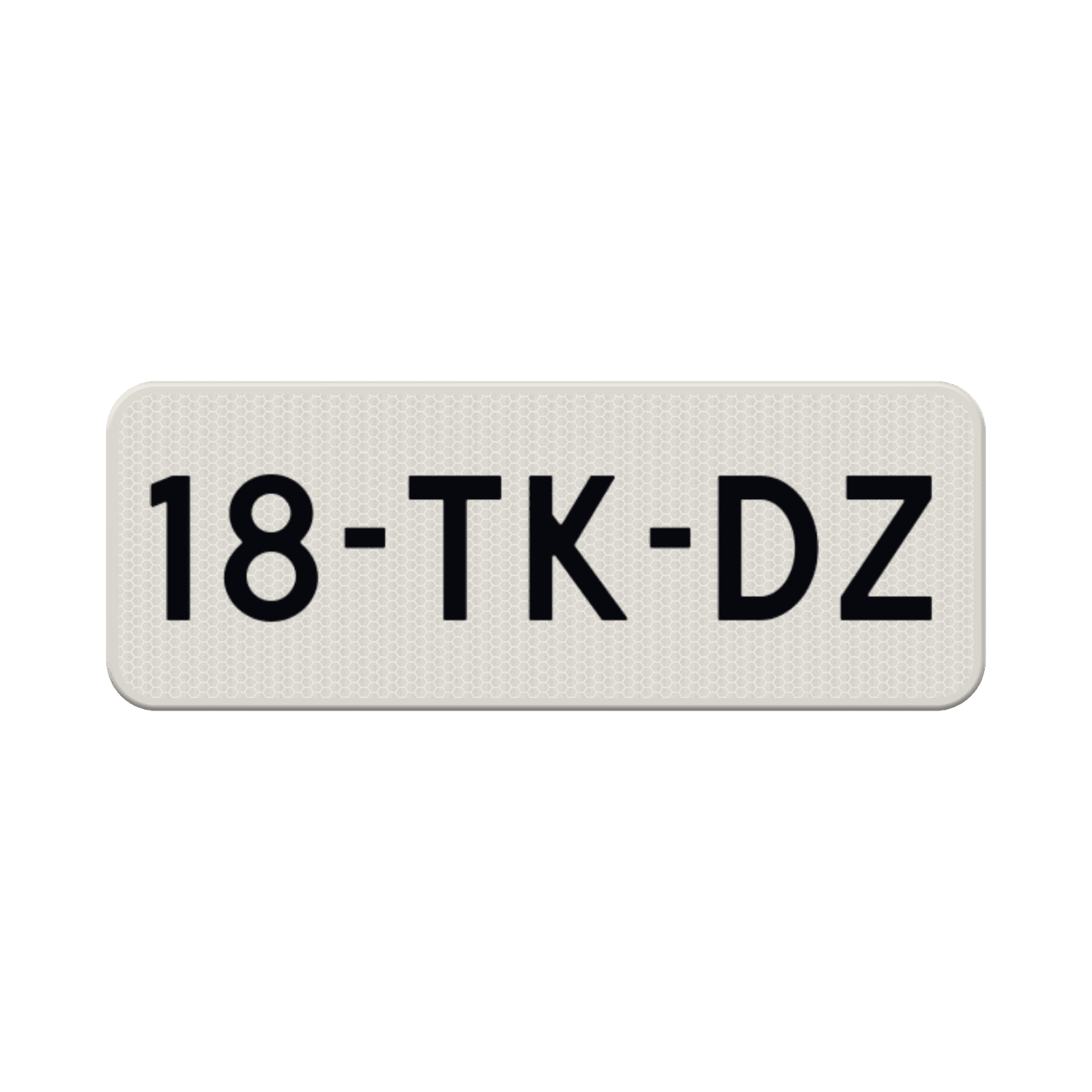 Kenteken bord 400x150mm met kenteken wit/zwart - reflecterend