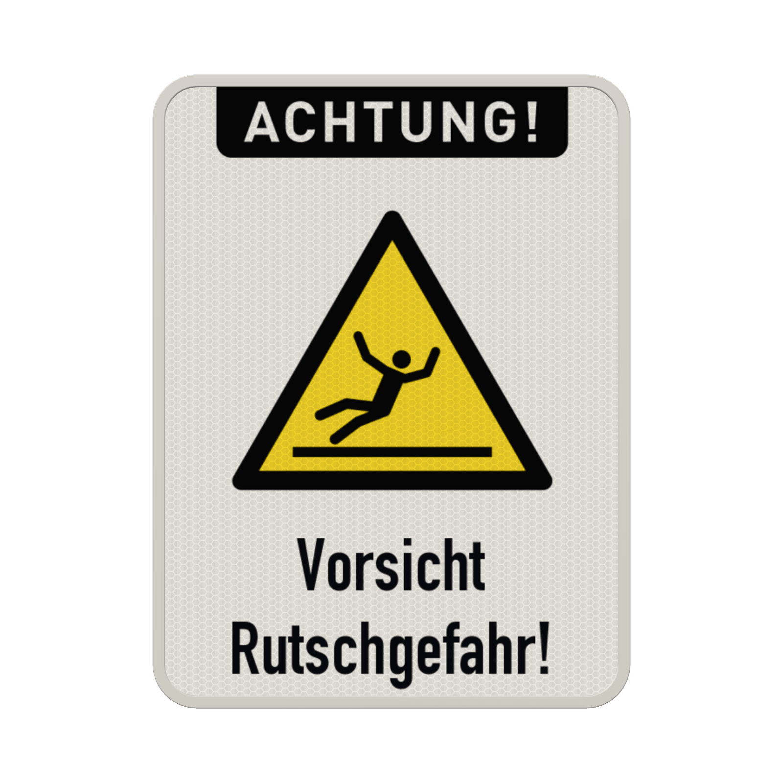 Warnschild Vorsicht, Rutschgefahr - reflektierend