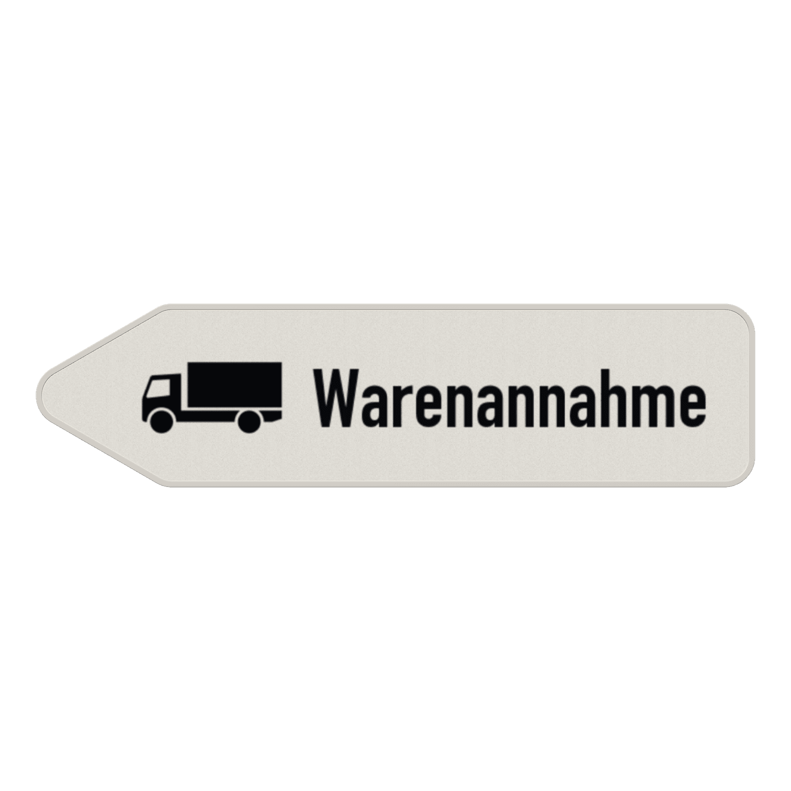 Wegweiser Schild Warenannahme Pfeilform - reflektierend