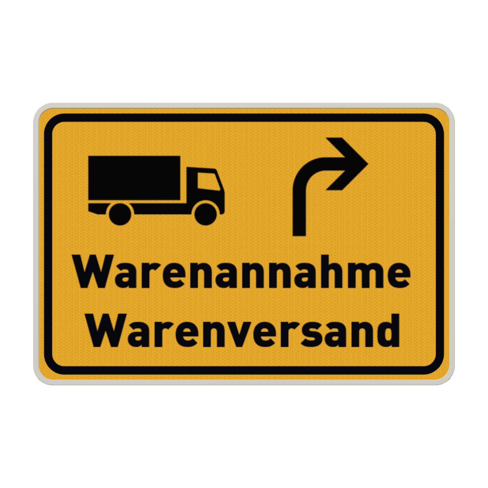Verkehrsschild - Warenannahme/Warenversand mit Piktogram/Pfeil - reflektierend