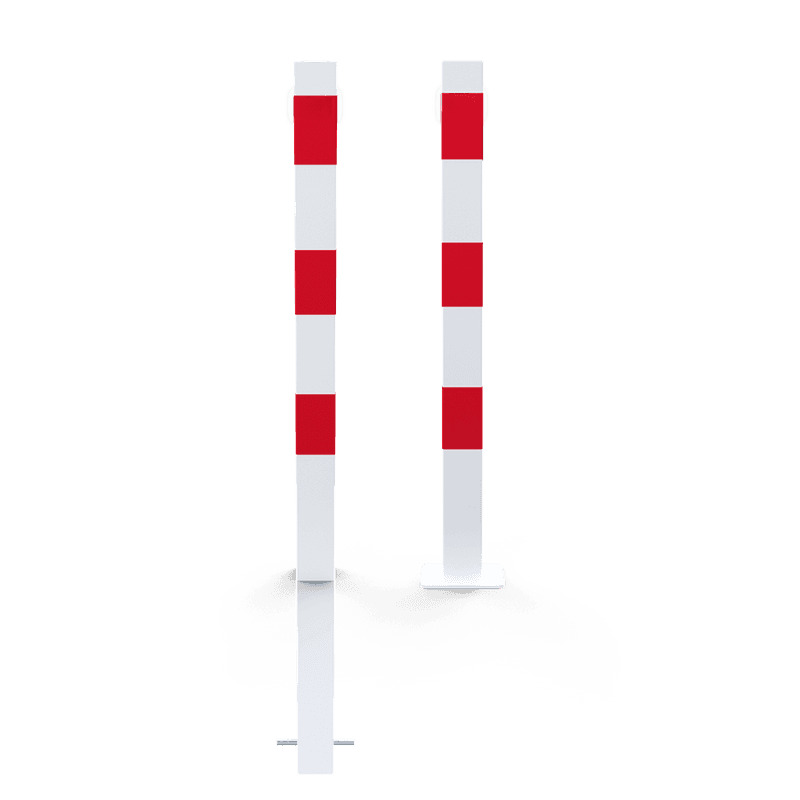 Parkeerpaal 70x70mm rood wit - vast met grondanker of bodemmontage
