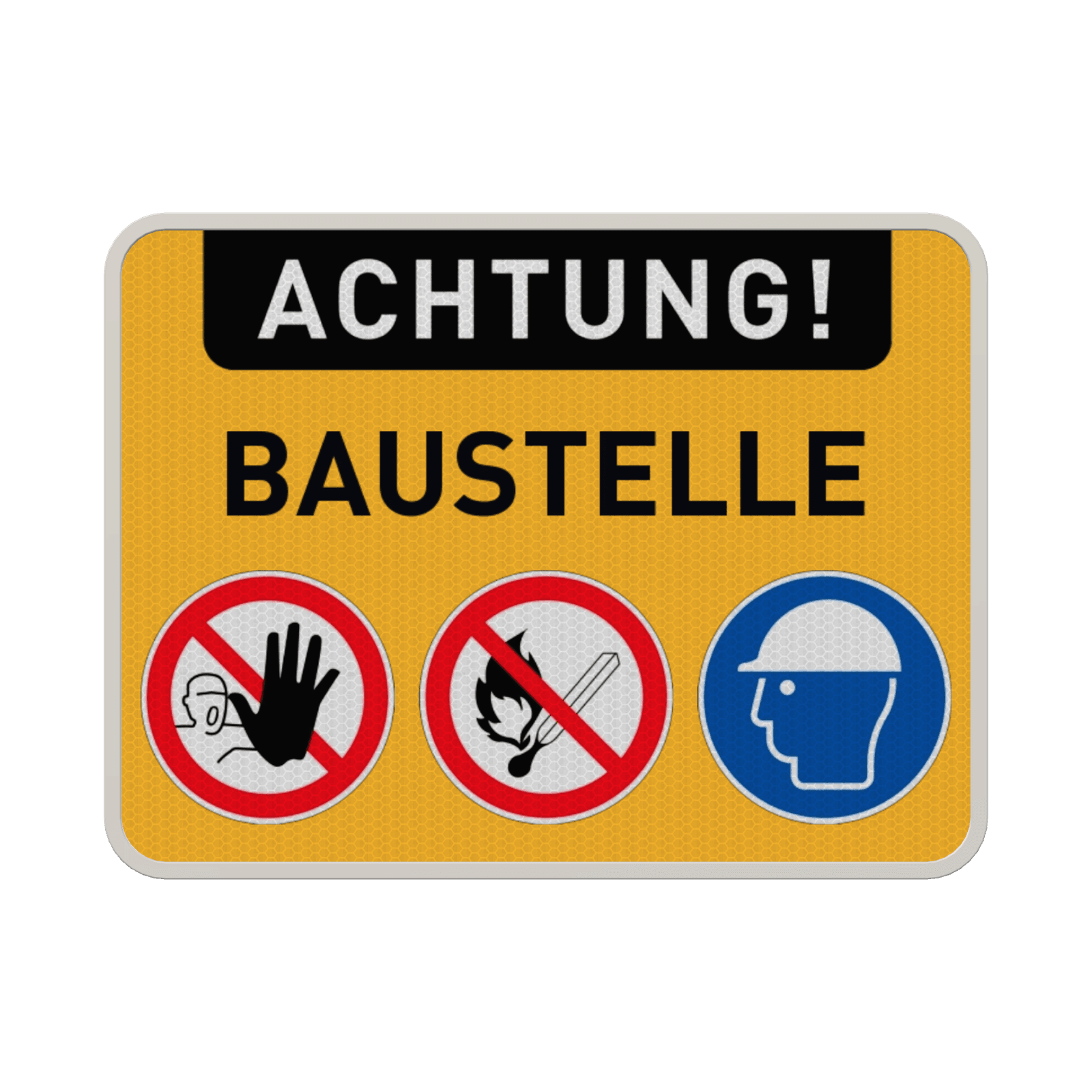 Verkehrsschild Achtung Baustelle mit Piktogrammen reflektierend