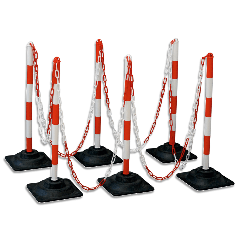 Set afzetpalen met opvulbare voet - Kunststof – 6 stuks + 10m ketting