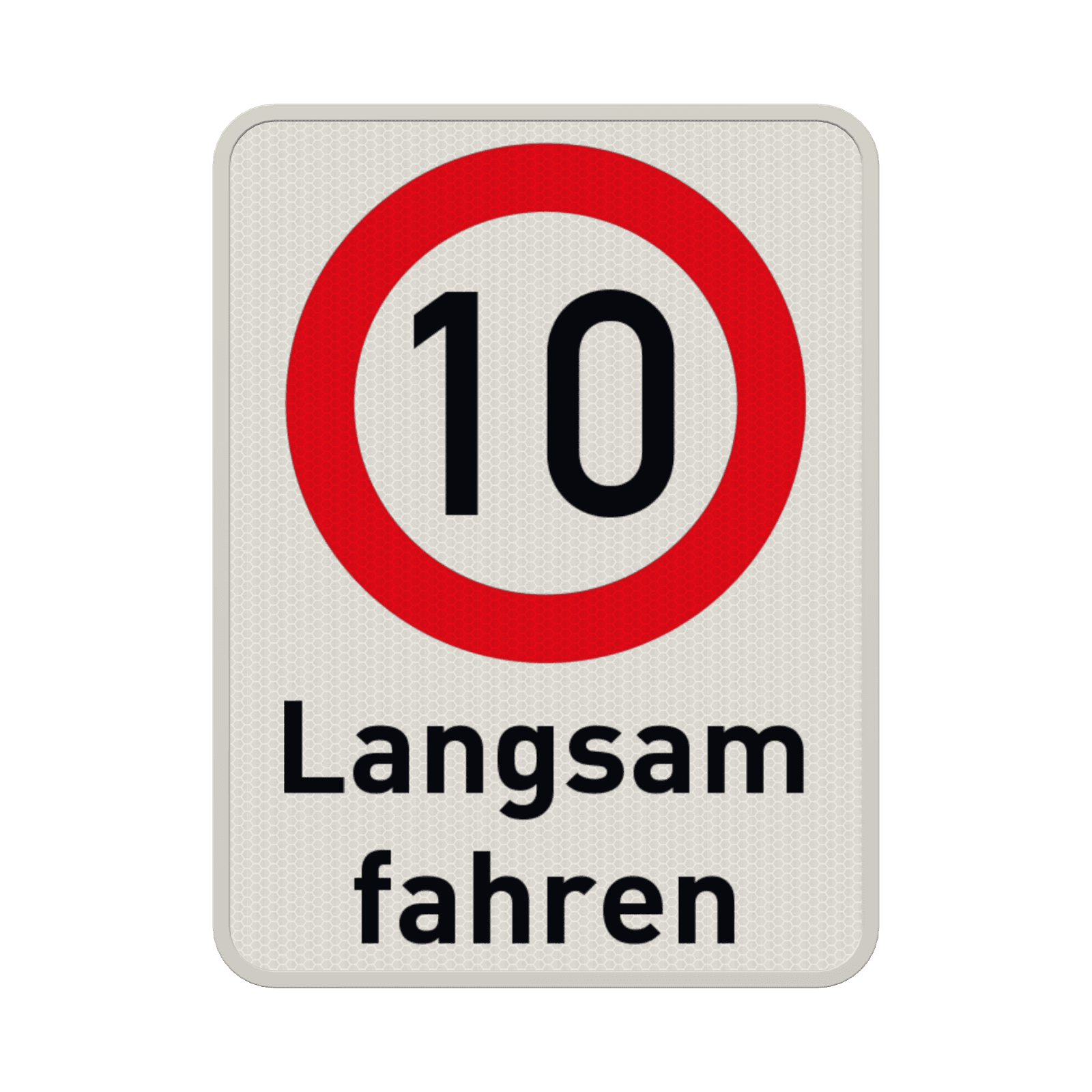 Verkehrsschild Langsam fahren 10 km/h - reflektierend