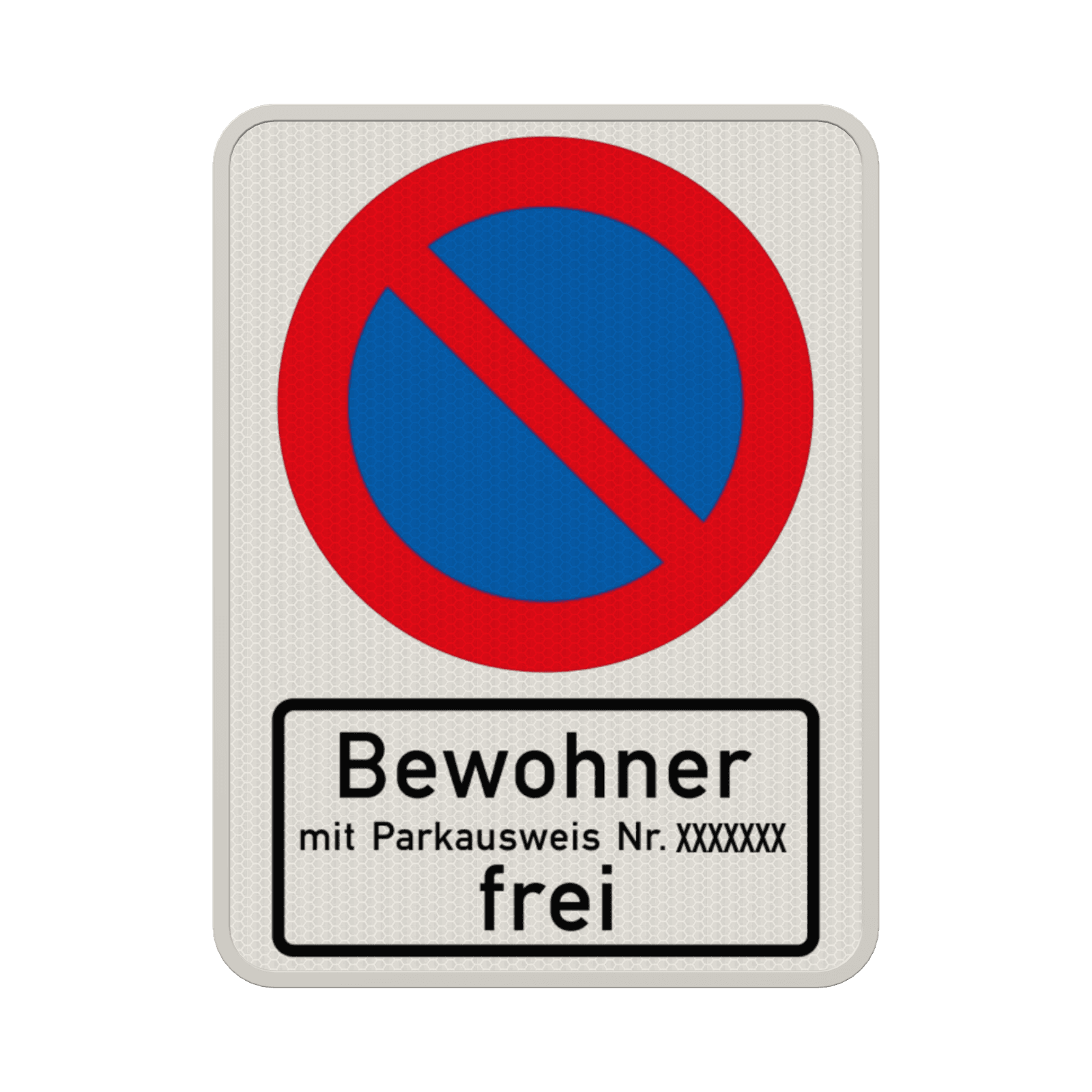 Parkverbotsschild - Eingeschränktes Halteverbot, Bewohner mit Parkausweis Nr. frei