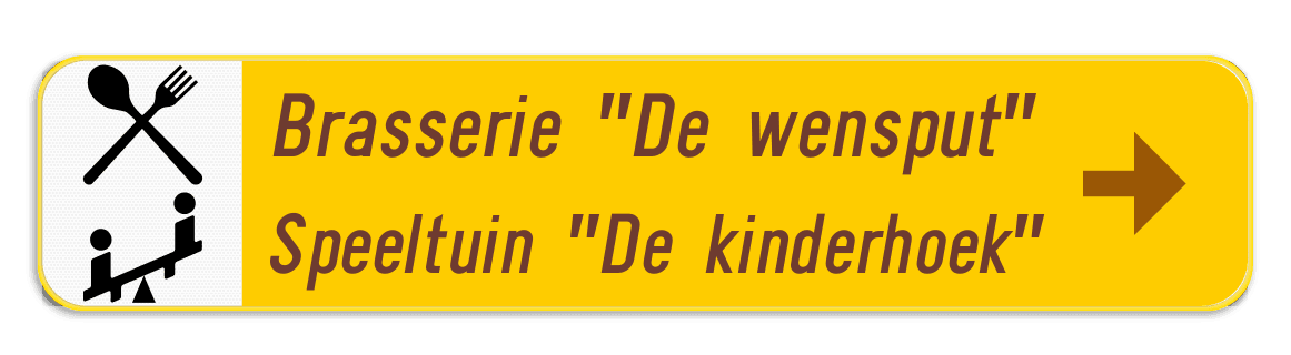 Verkeersbord SB250 F37 -Wegwijzer met 2 hoofdteksten - rechts + 2 picto
