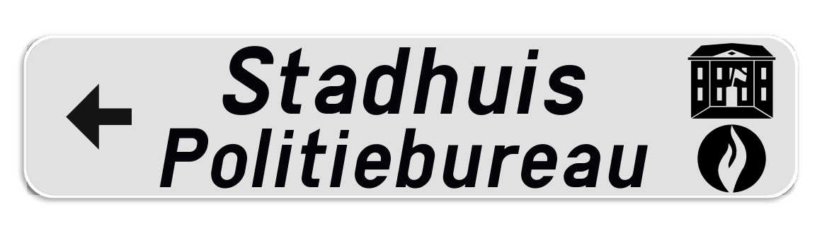 Verkeersbord SB250 F34a - Openbare inrichting - 2 hoofdteksten - links + picto