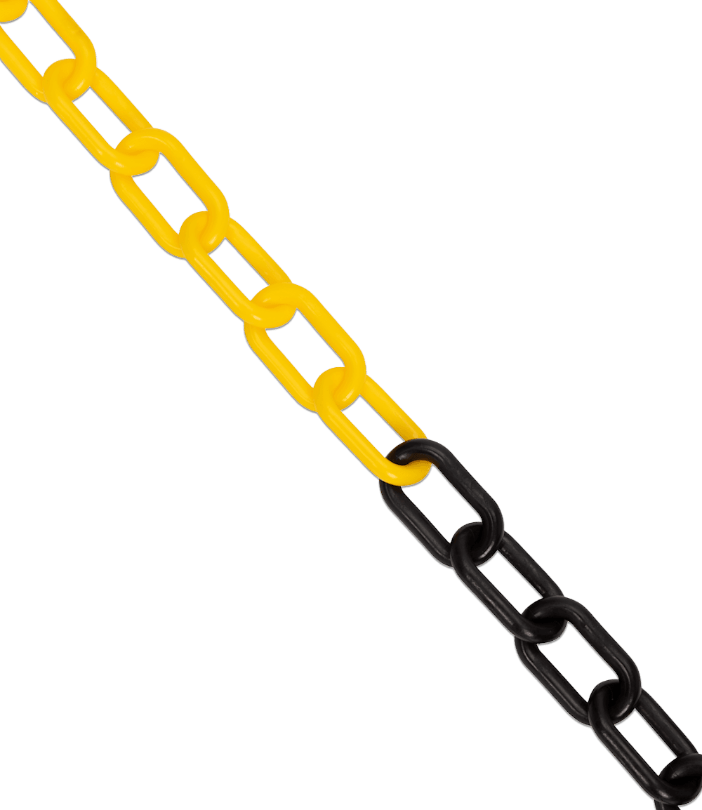 Afzetketting kunststof 8mm Geel/zwart- 25 meter