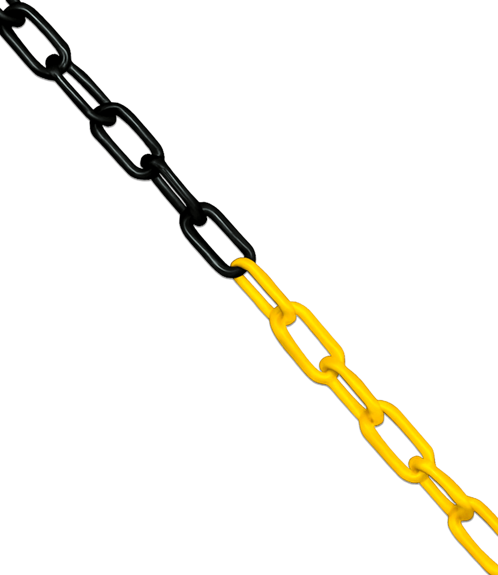 Absperrkette Kunststoff gelb/schwarz 6mm - Länge 25 meter